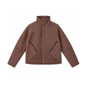 کاپشن دو زیپ زنانه قهوه ای روشن فرشته مام